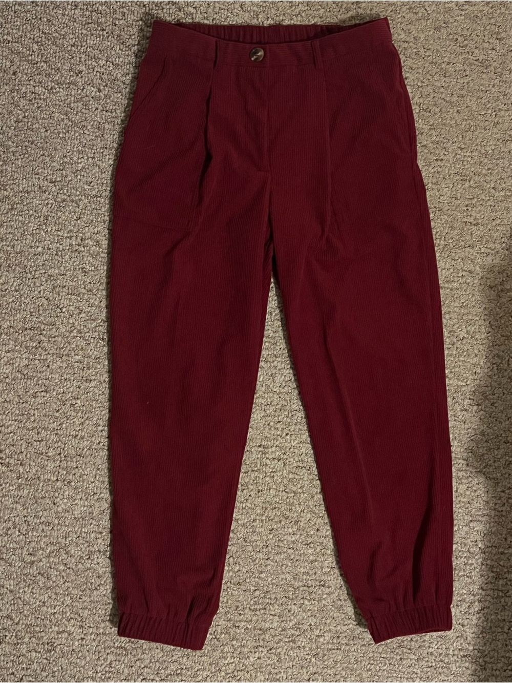 Halara High-Waist Burgundy Corduroy Jogger Pants w/ Pockets sz M